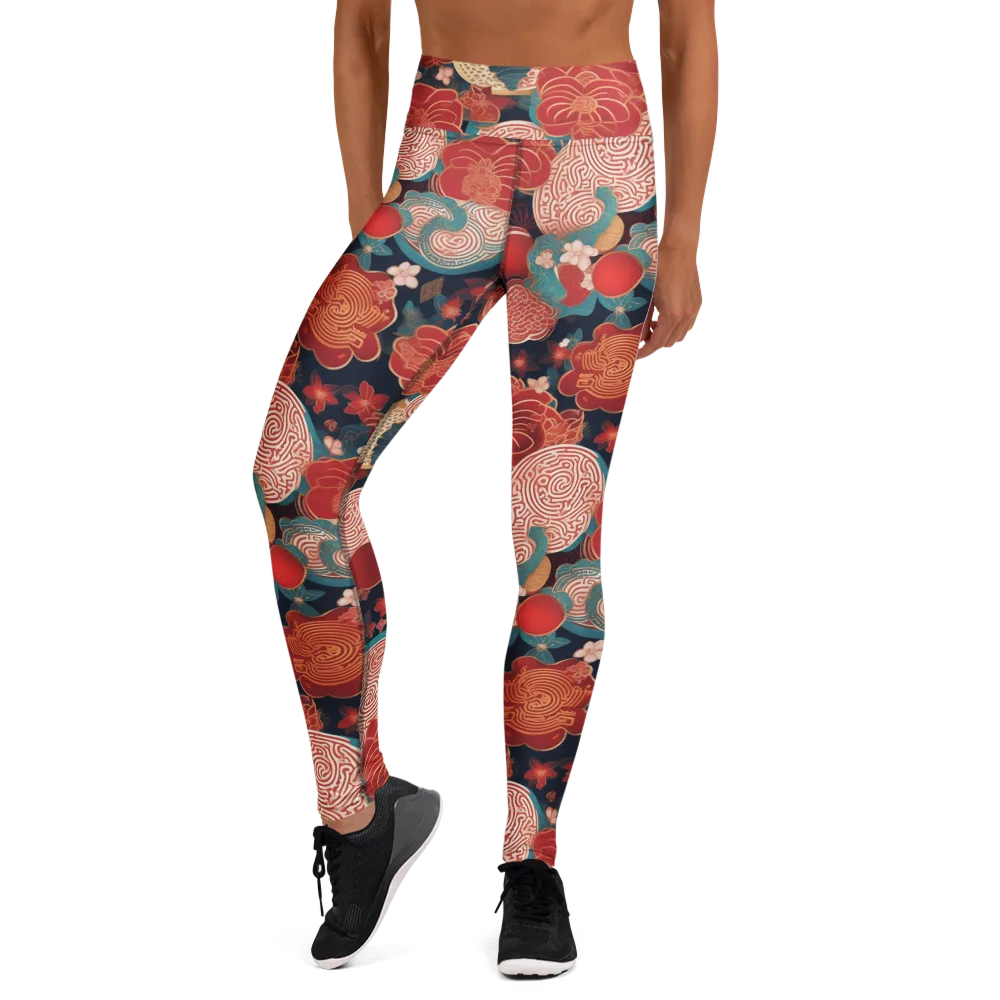 Jade Garden Cipher on Yoga Leggings — Front