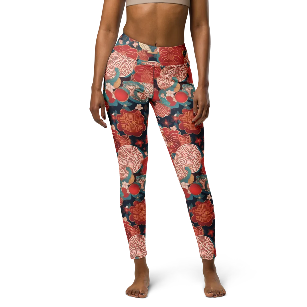 Jade Garden Cipher on Yoga Leggings — Front