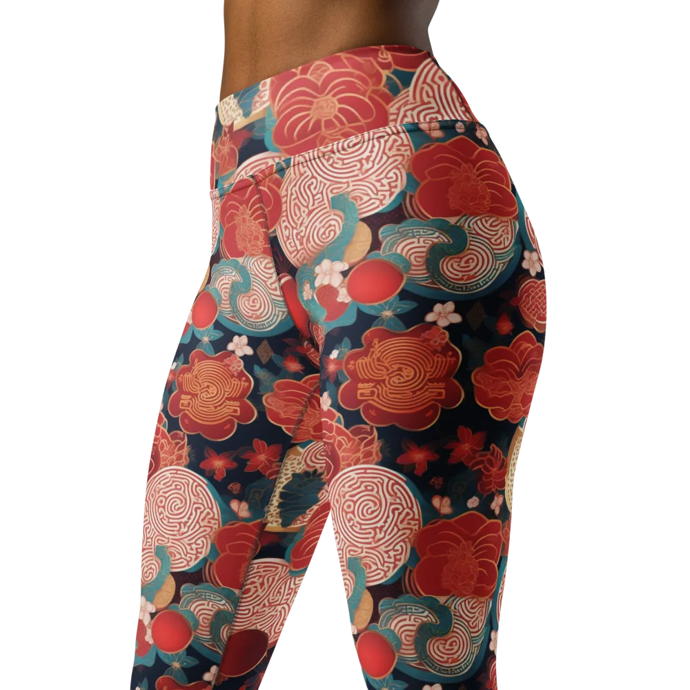 Jade Garden Cipher on Yoga Leggings — Left Front