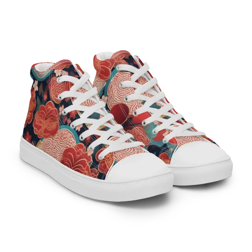 Jade Garden Cipher on Women's High Top Canvas Shoes
