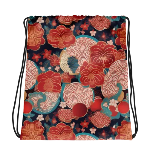 Jade Garden Cipher on a Drawstring Bag