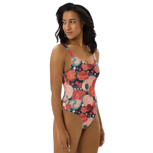 Jade Garden Cipher on a One-Piece Swimsuit