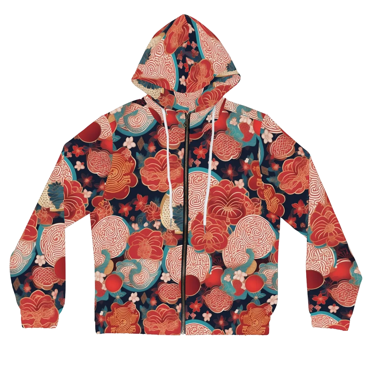 Jade Garden Cipher on Women's Full-Zip Hoodie — Front