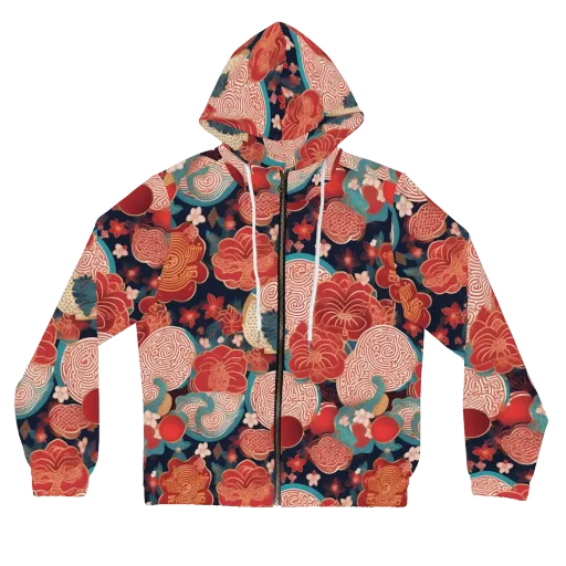 Jade Garden Cipher on a Women's Full-Zip Hoodie