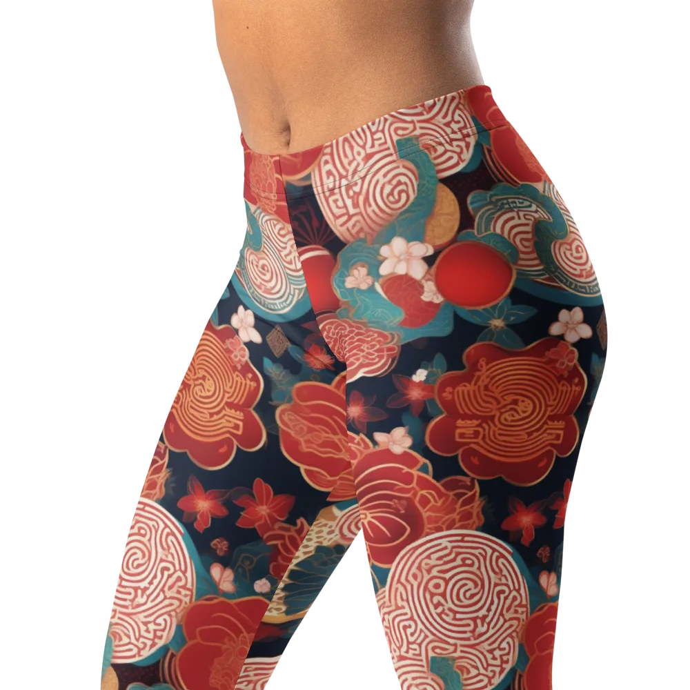 Jade Garden Cipher on Leggings — Left Front
