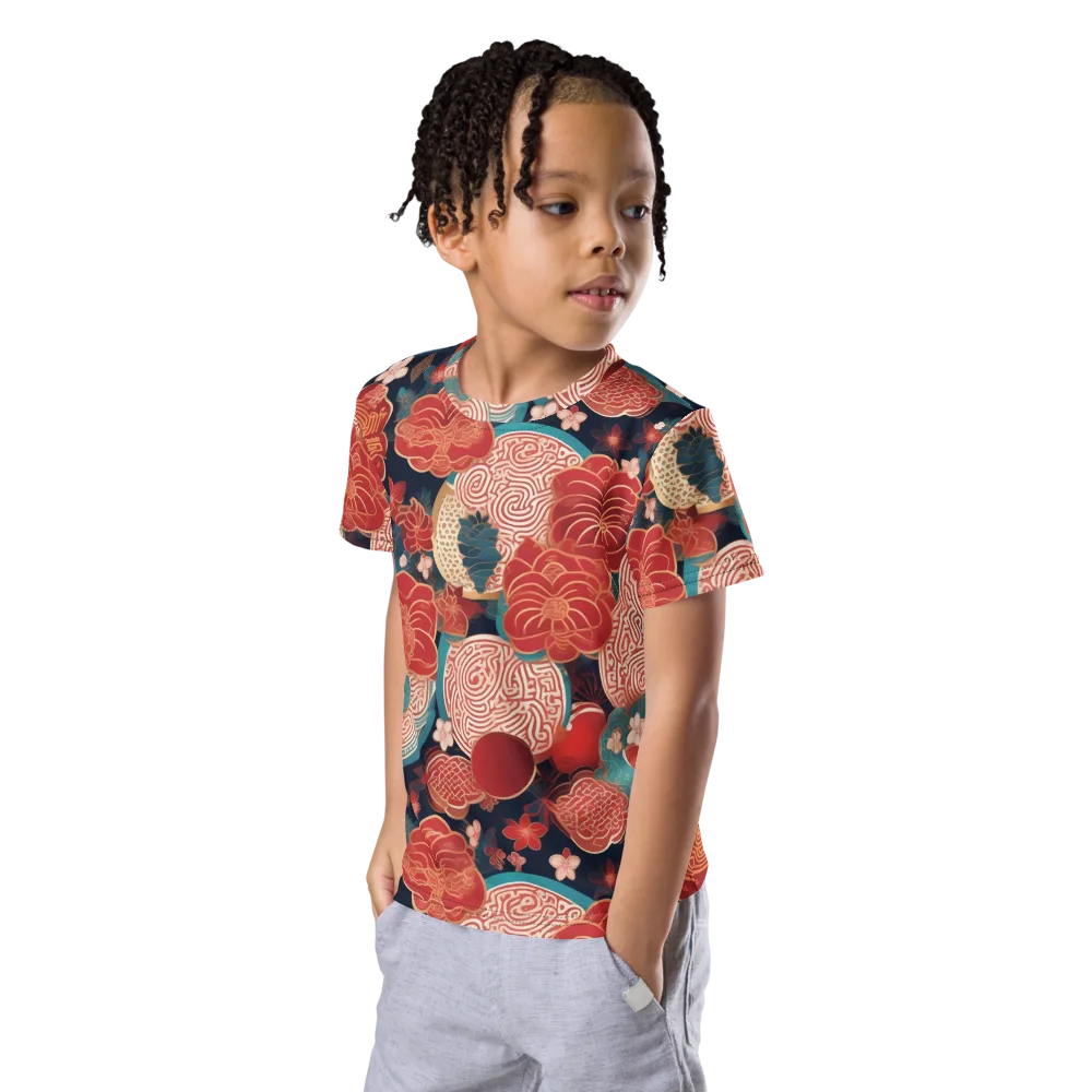 Jade Garden Cipher on Kids Crew Neck T-Shirt — Left Front