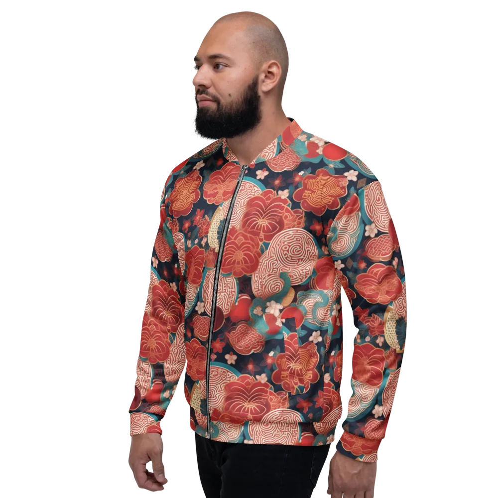 Jade Garden Cipher on Bomber Jacket — Left