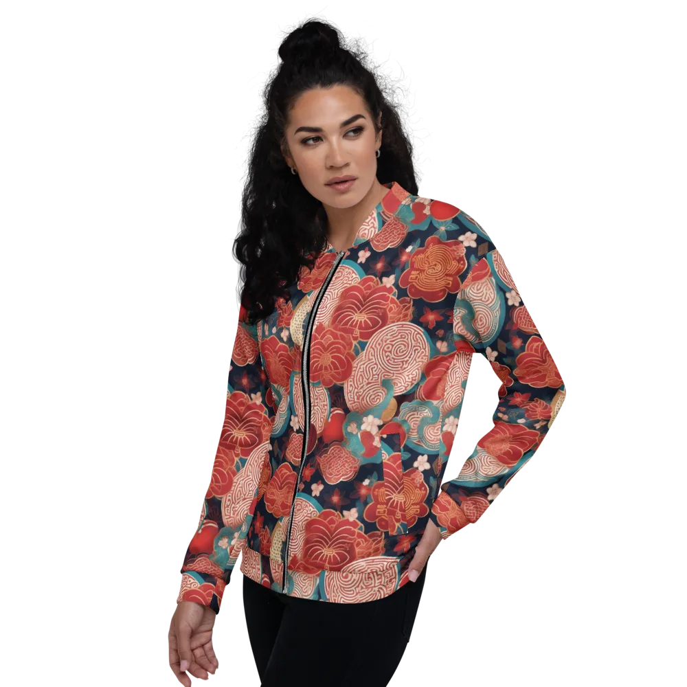 Jade Garden Cipher on Bomber Jacket — Left