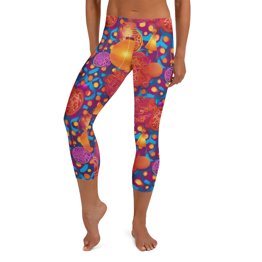 Lantern Carnival on Capri Leggings — Front