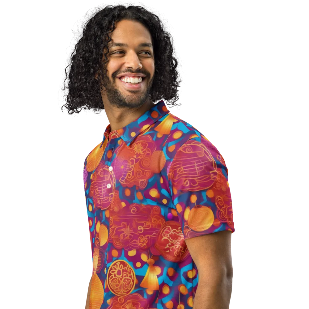 Lantern Carnival on Men's Slim Fit Polo Shirt — Left Front