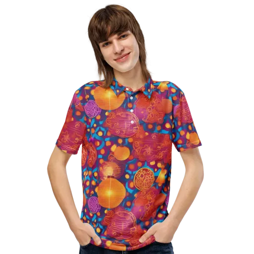 Lantern Carnival on a Men's Slim Fit Polo Shirt