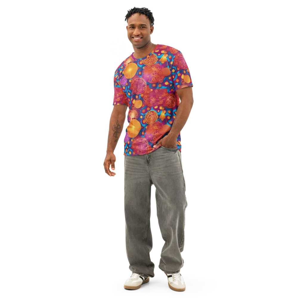 Lantern Carnival on Men's Cotton Crew Neck T-Shirt — Front