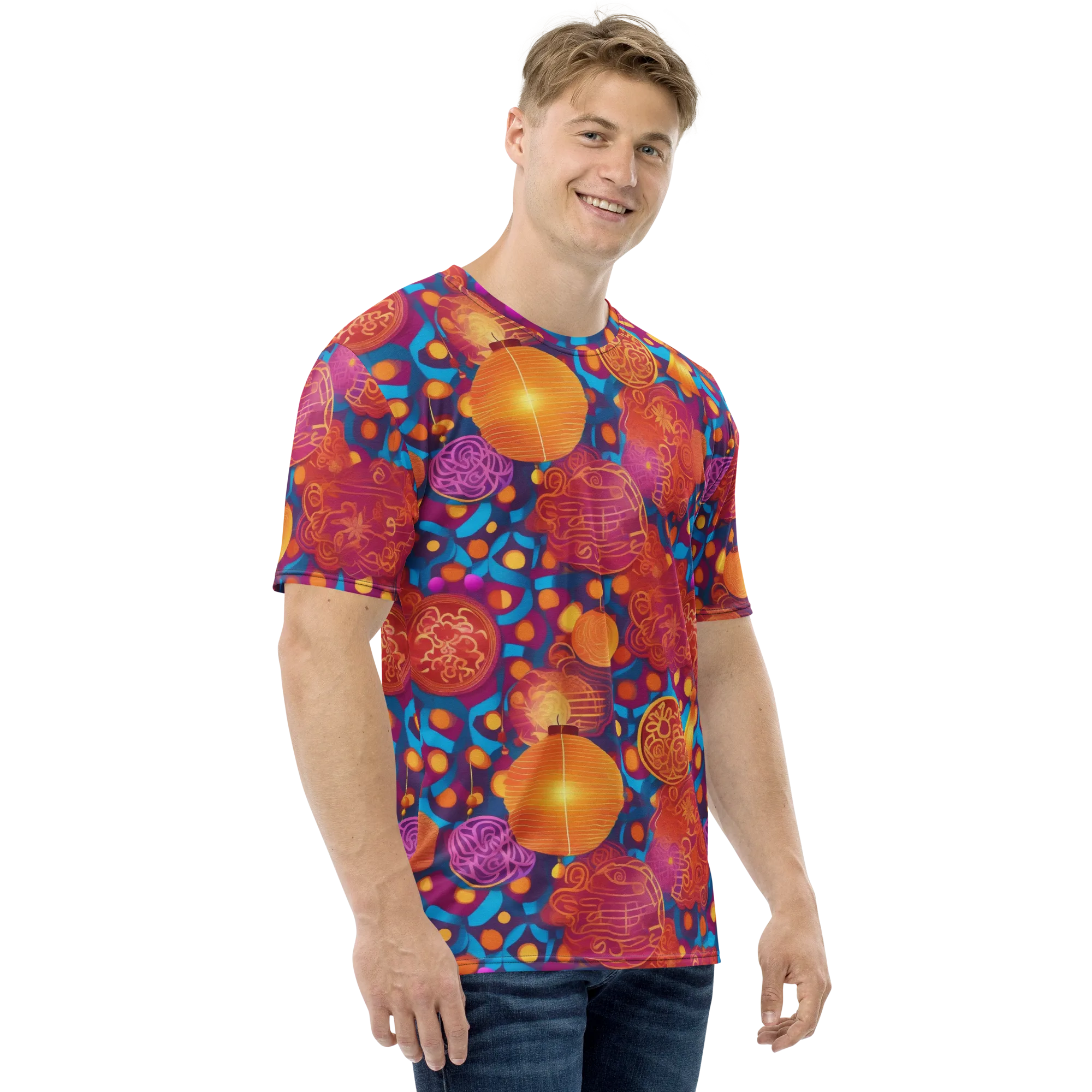 Lantern Carnival on Men's Crew Neck T-Shirt — Right