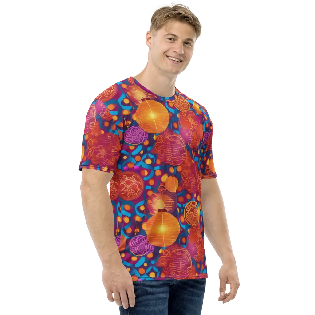 Lantern Carnival on Men's Crew Neck T-Shirt — Right