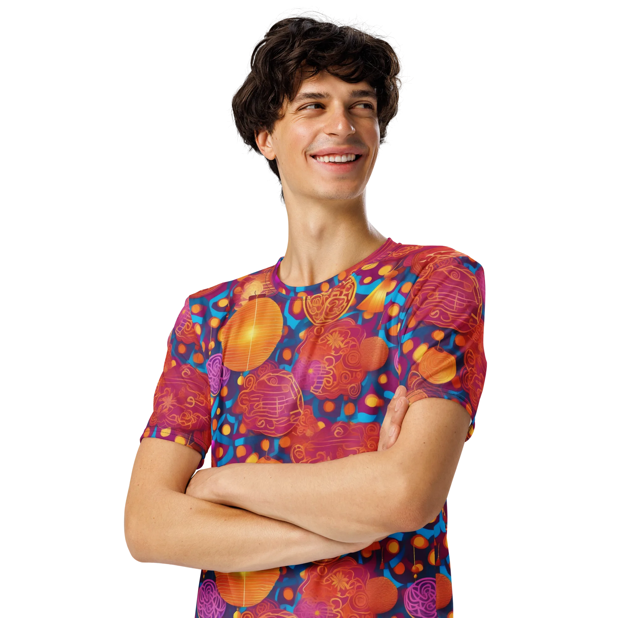 Lantern Carnival on Men's Crew Neck T-Shirt — Left Front