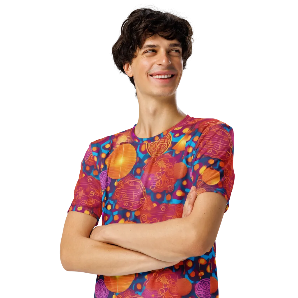 Lantern Carnival on Men's Crew Neck T-Shirt — Left Front