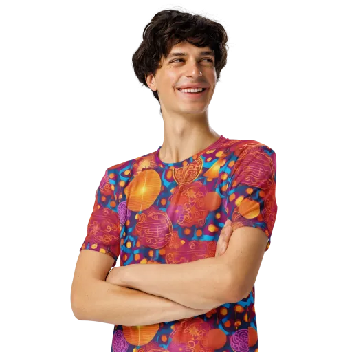 Lantern Carnival on a Men's Crew Neck T-Shirt