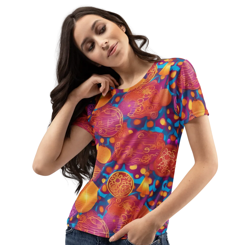 Lantern Carnival on Women's Crew Neck T-Shirt — Left Front