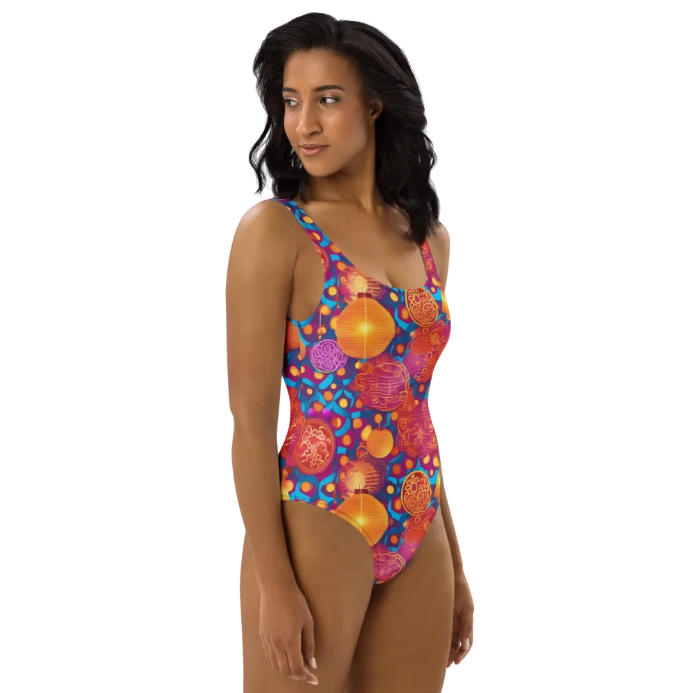 Lantern Carnival on One-Piece Swimsuit — Right