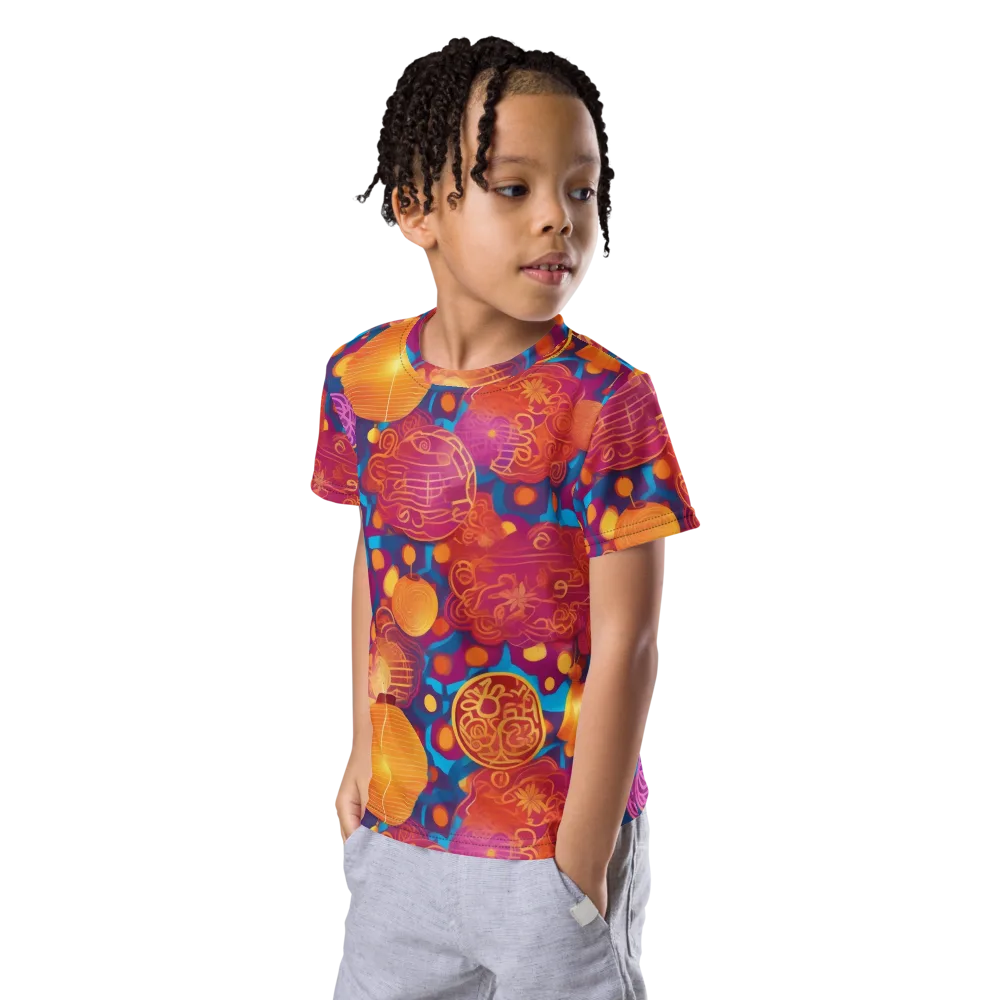 Lantern Carnival on Kids Crew Neck T-Shirt — Left Front