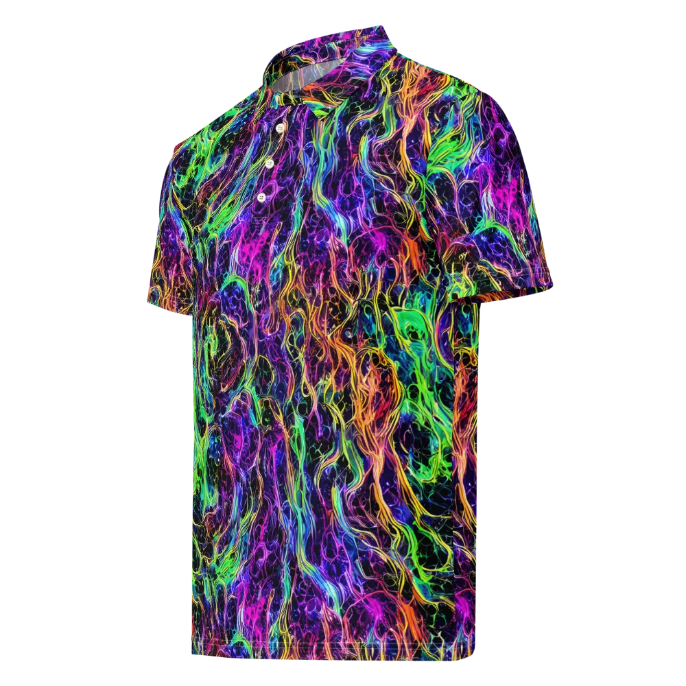 Nightwave Riot on Men's Slim Fit Polo Shirt — Left Front
