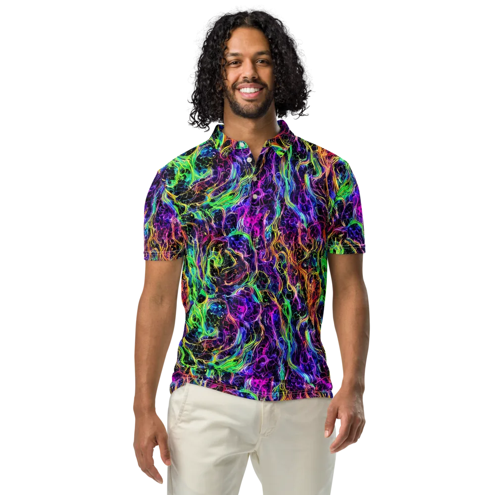 Nightwave Riot on Men's Slim Fit Polo Shirt — Front