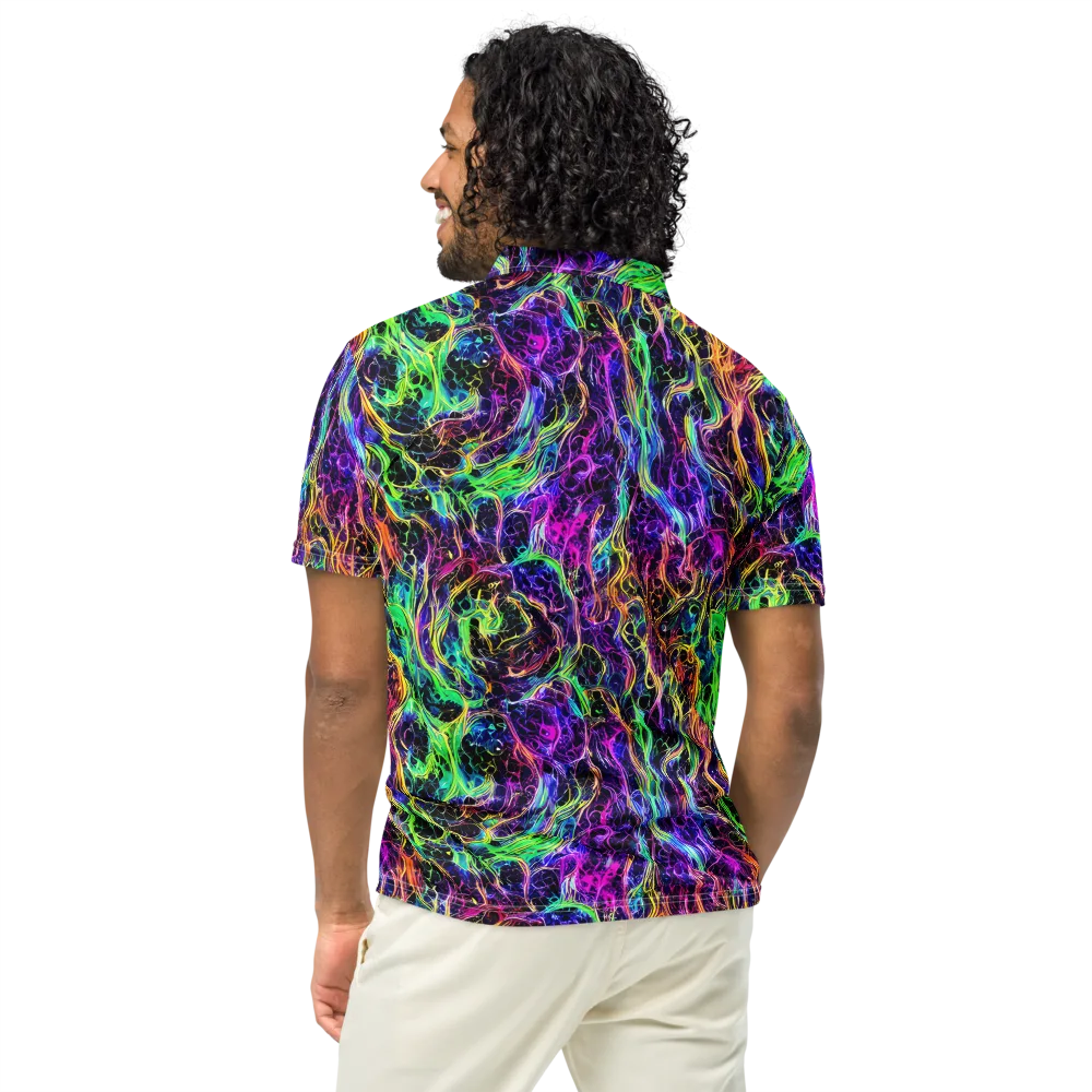 Nightwave Riot on Men's Slim Fit Polo Shirt — Back