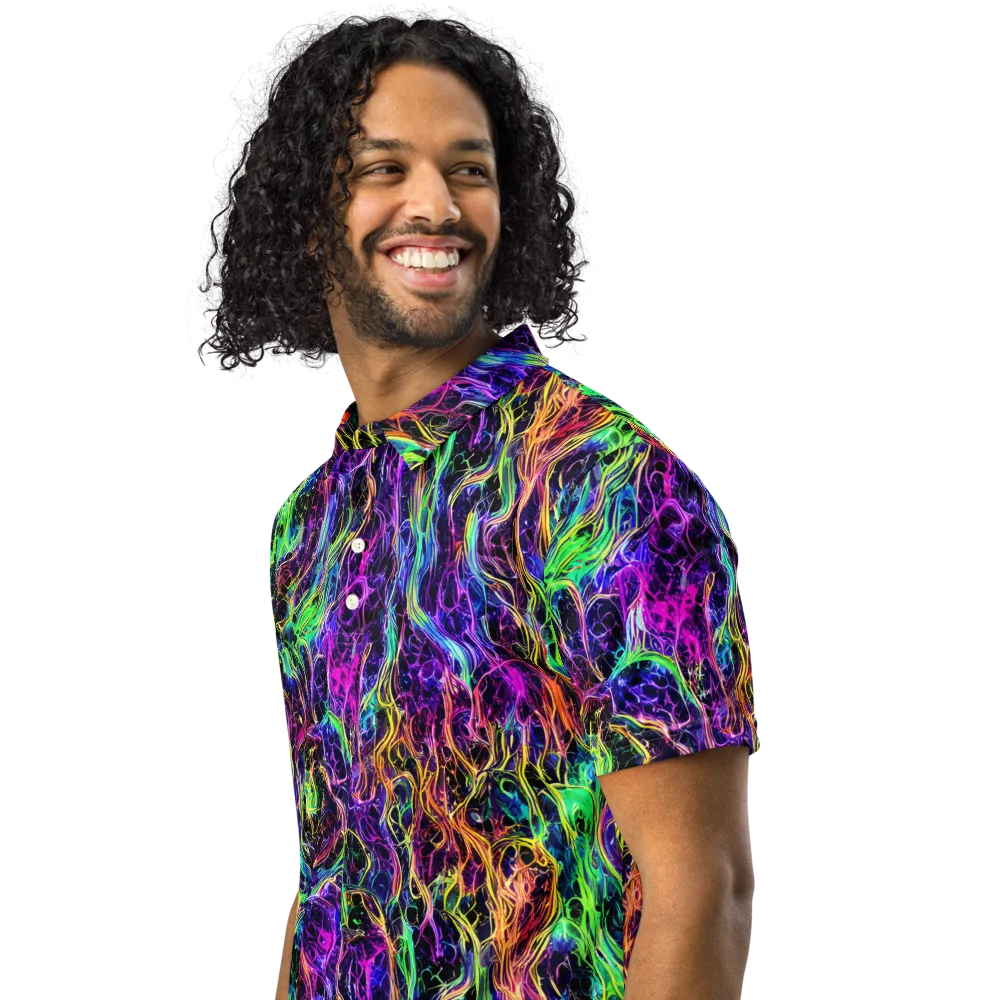 Nightwave Riot on Men's Slim Fit Polo Shirt — Left Front