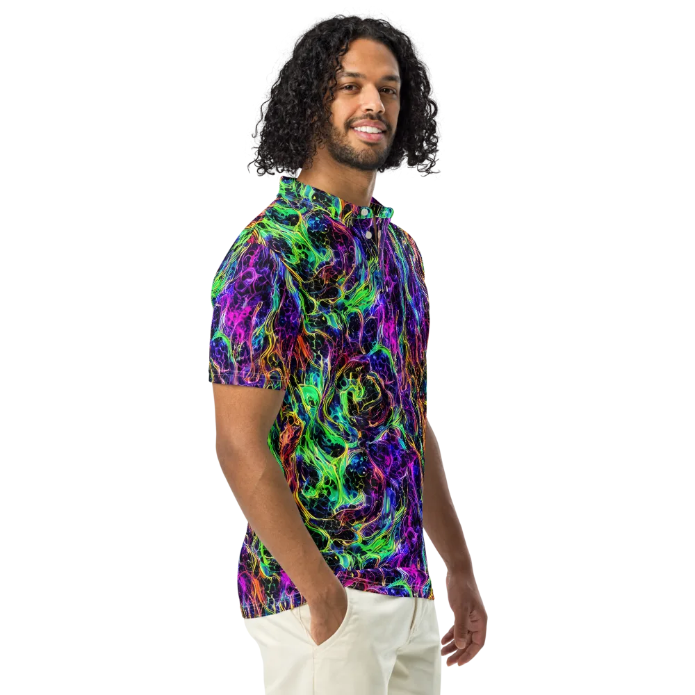 Nightwave Riot on Men's Slim Fit Polo Shirt — Right Front