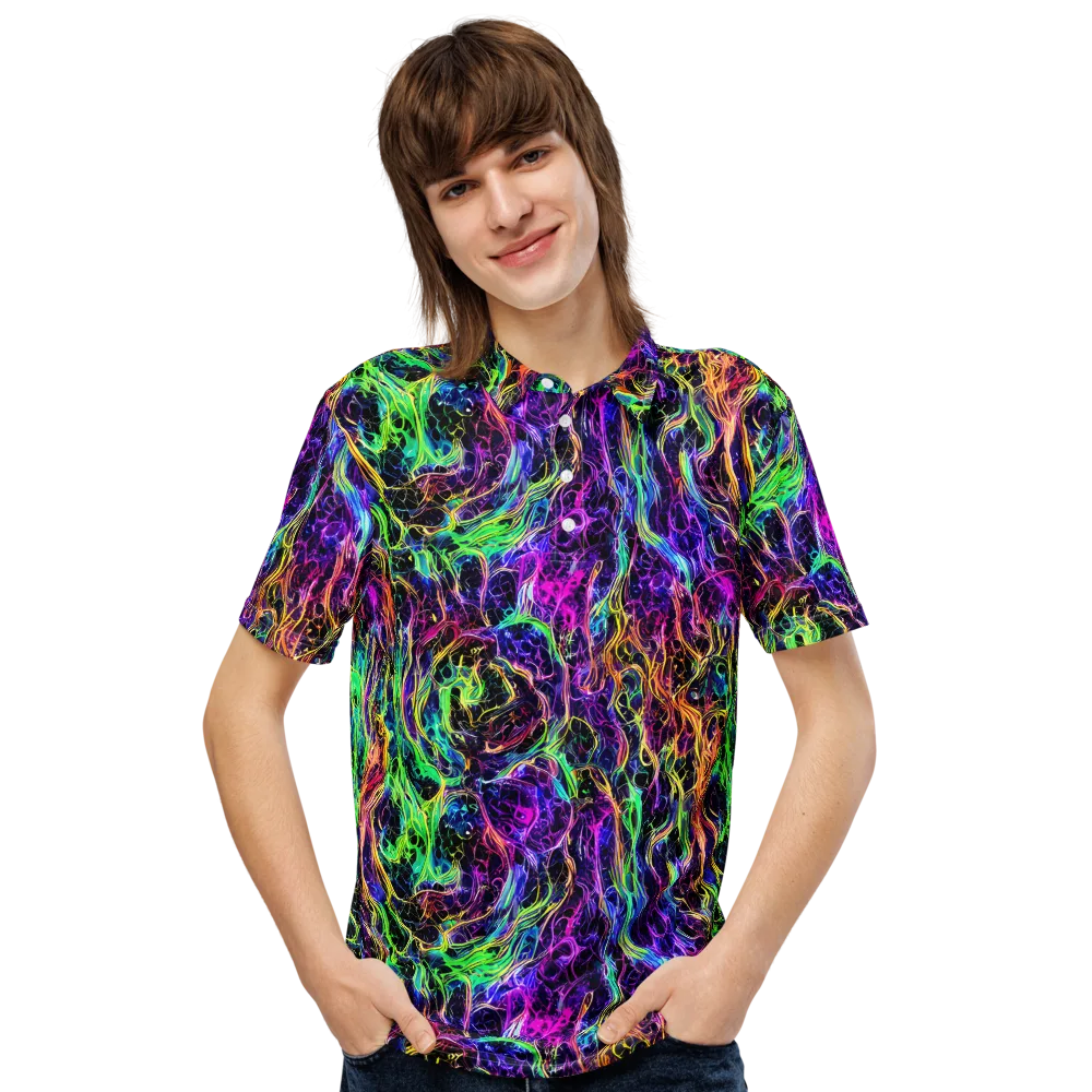 Nightwave Riot on Men's Slim Fit Polo Shirt — Front