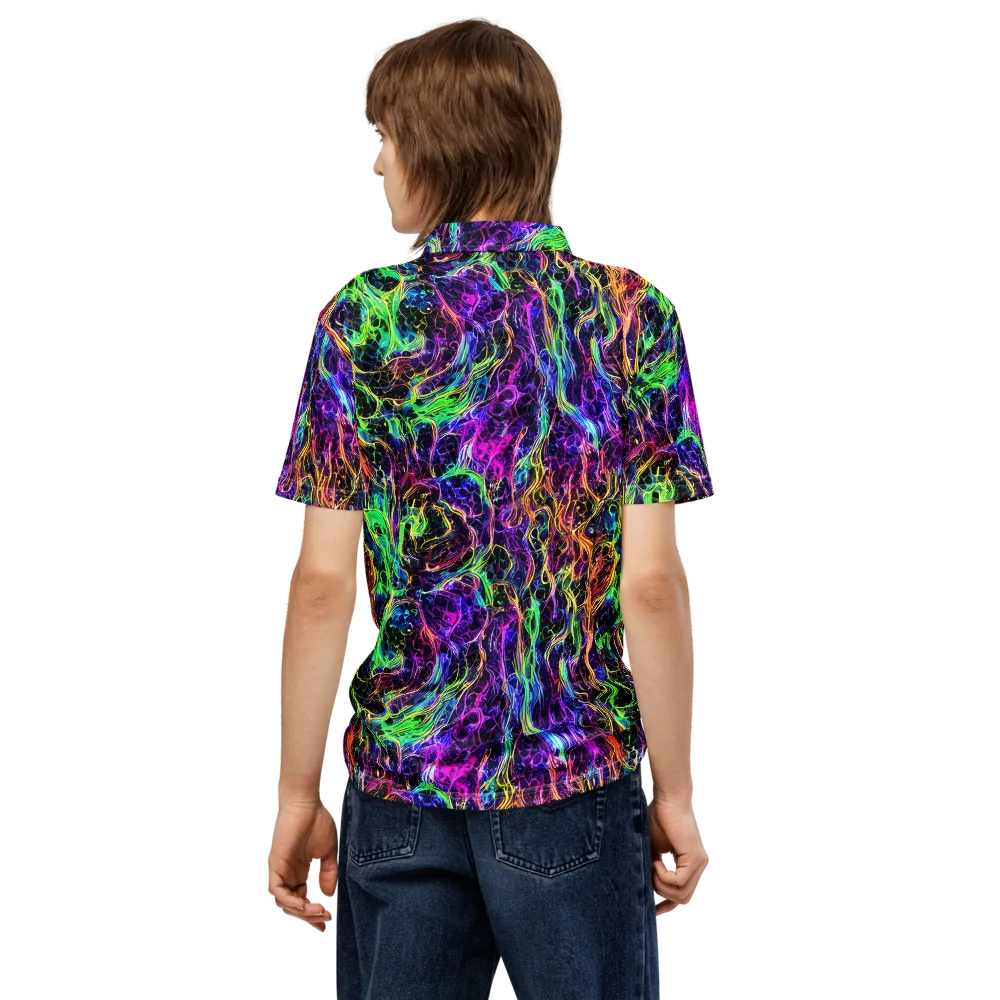 Nightwave Riot on Men's Slim Fit Polo Shirt — Back