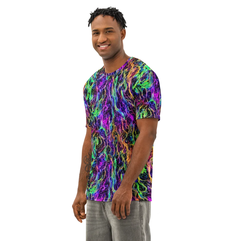 Nightwave Riot on Men's Cotton Crew Neck T-Shirt — Left Front