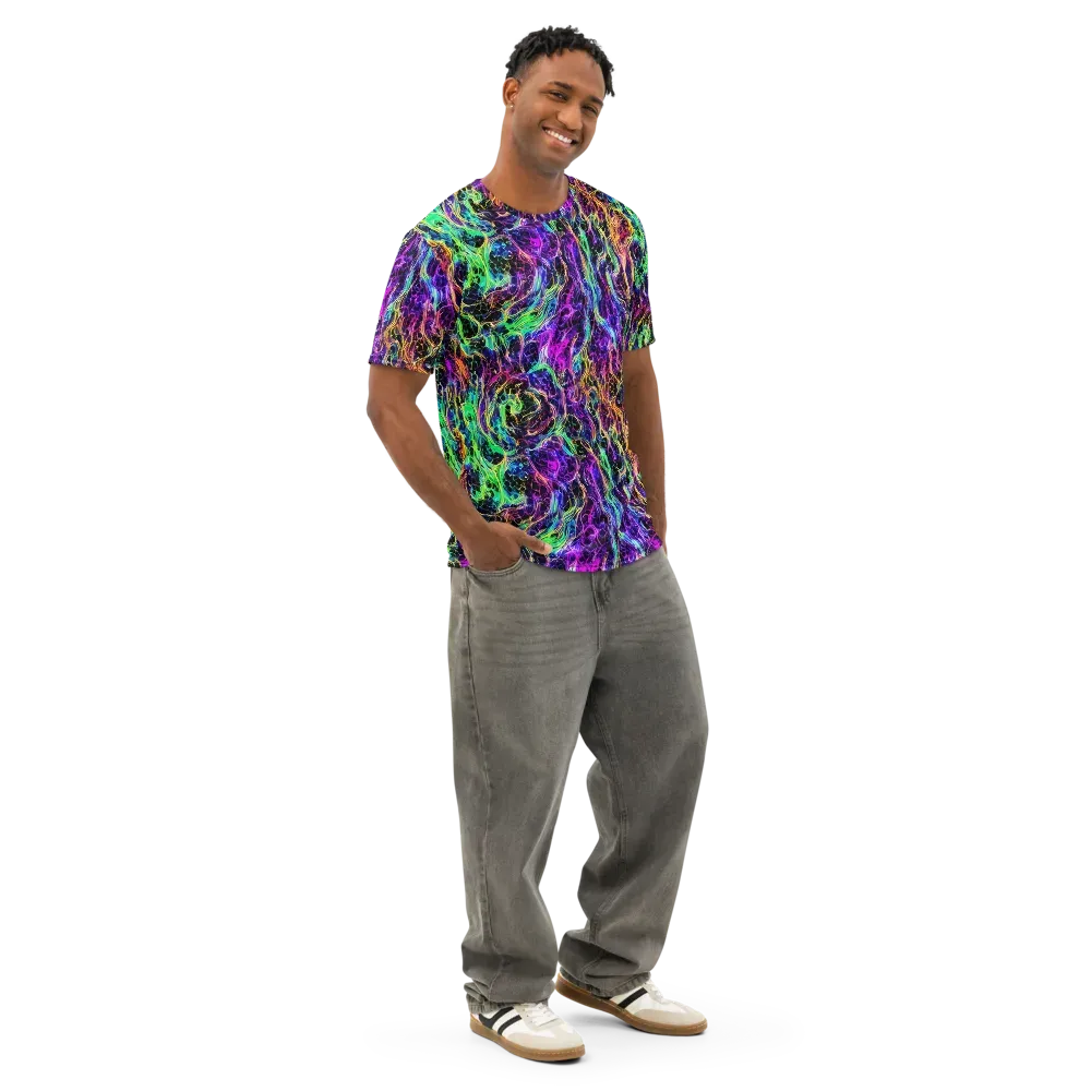 Nightwave Riot on Men's Cotton Crew Neck T-Shirt — Right Front
