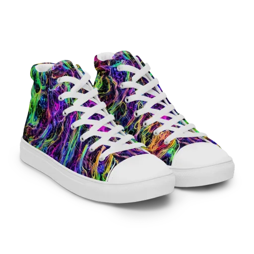 Nightwave Riot on a Men's High Top Canvas Shoes