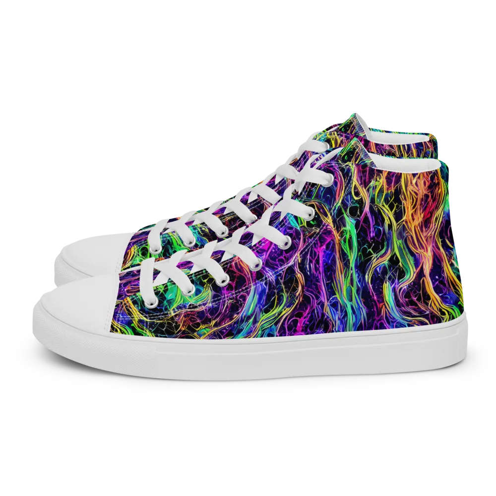 Nightwave Riot on Men's High Top Canvas Shoes — Left