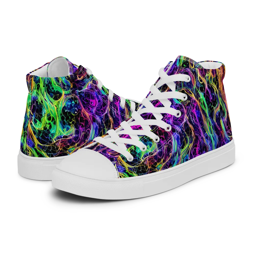 Nightwave Riot on Men's High Top Canvas Shoes — Left