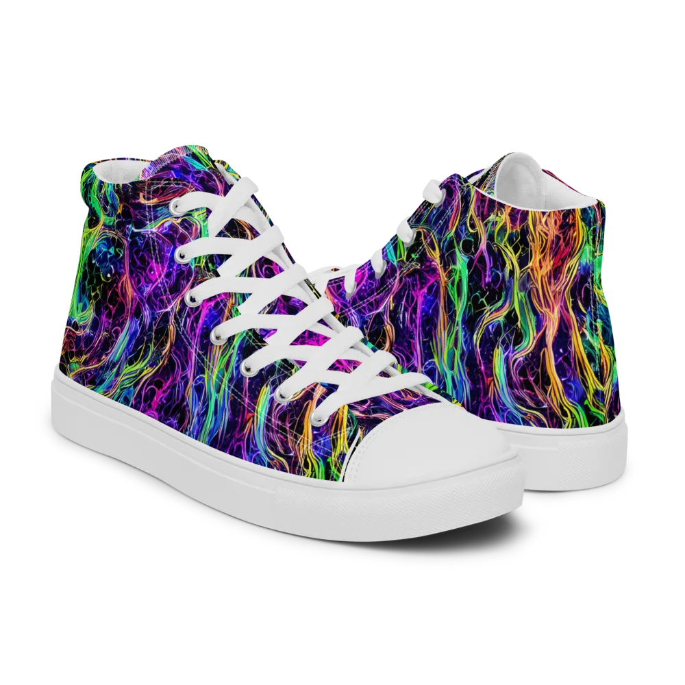 Nightwave Riot on Men's High Top Canvas Shoes — Right