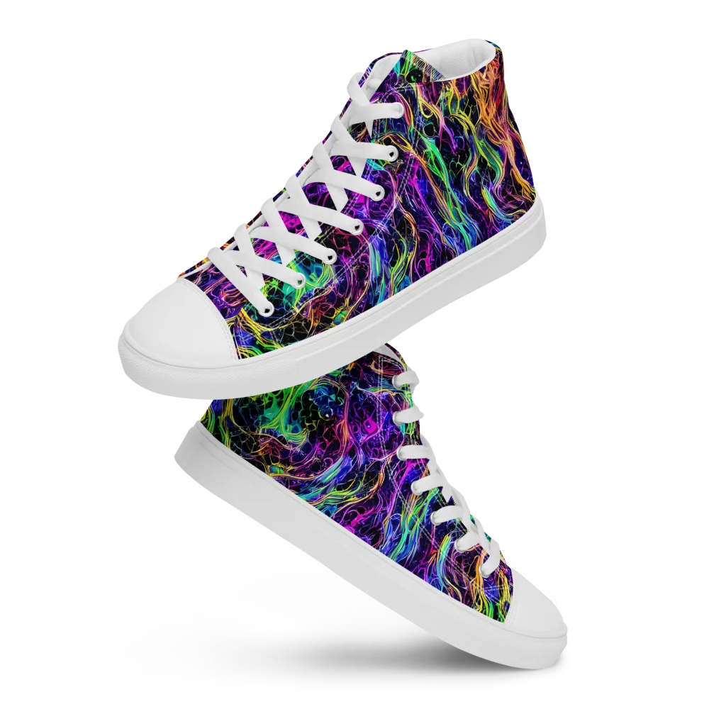 Nightwave Riot on Men's High Top Canvas Shoes — Front