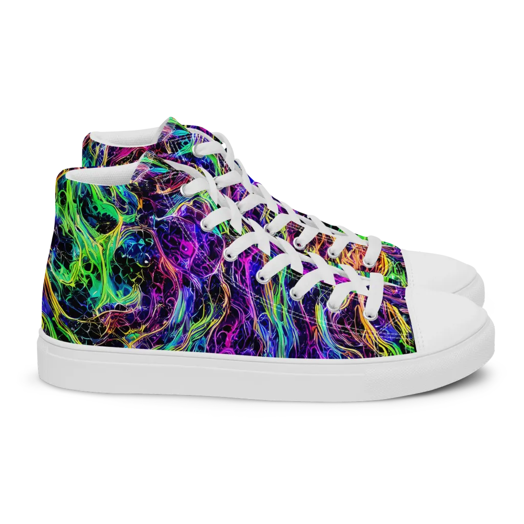 Nightwave Riot on Women's High Top Canvas Shoes — Right