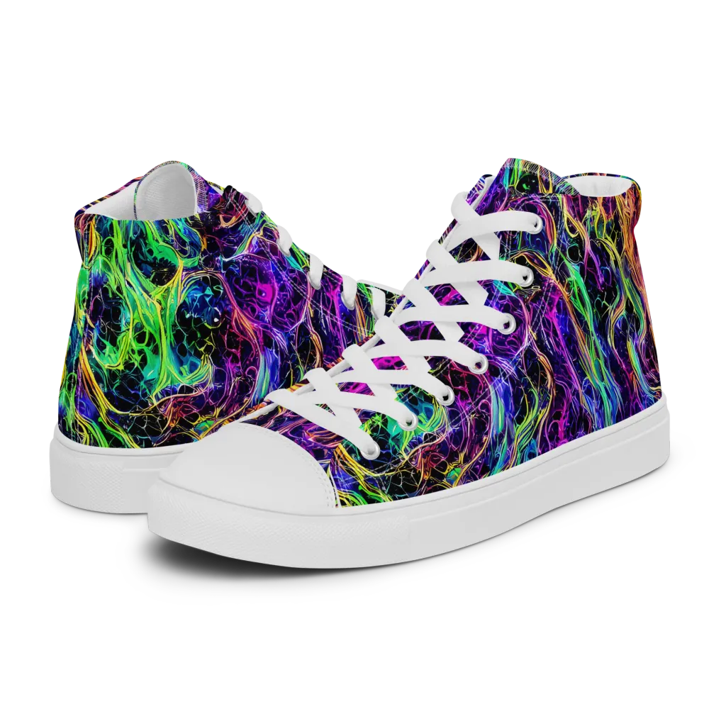 Nightwave Riot on Women's High Top Canvas Shoes — Left