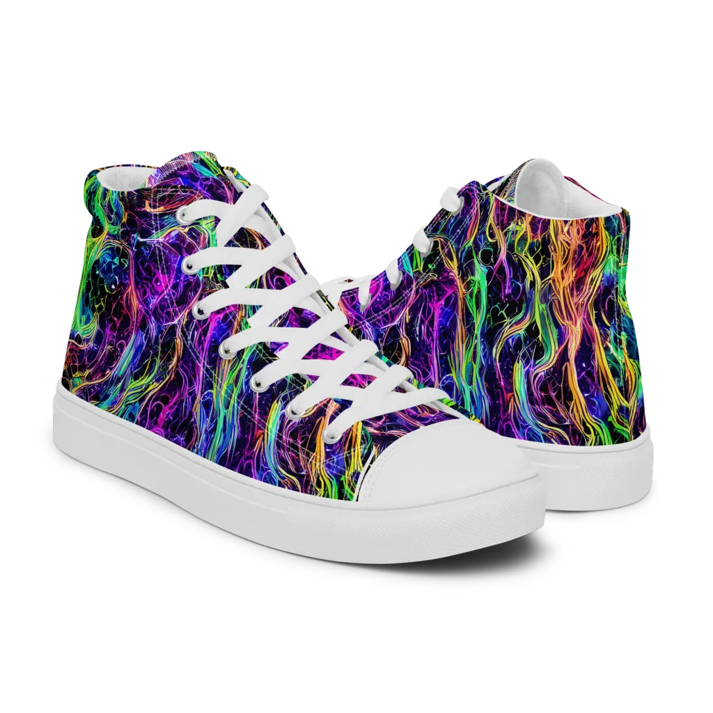 Nightwave Riot on Women's High Top Canvas Shoes — Right