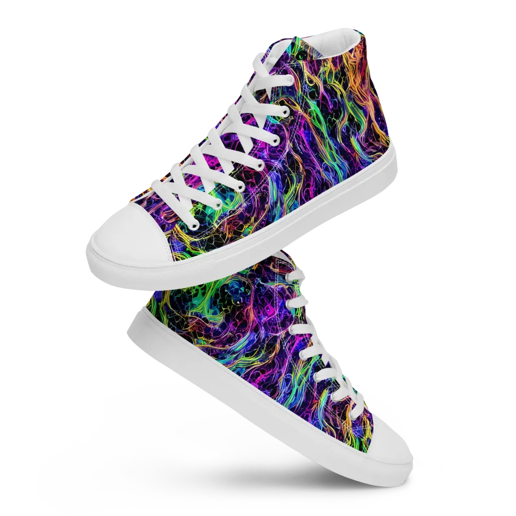Nightwave Riot on Women's High Top Canvas Shoes — Front