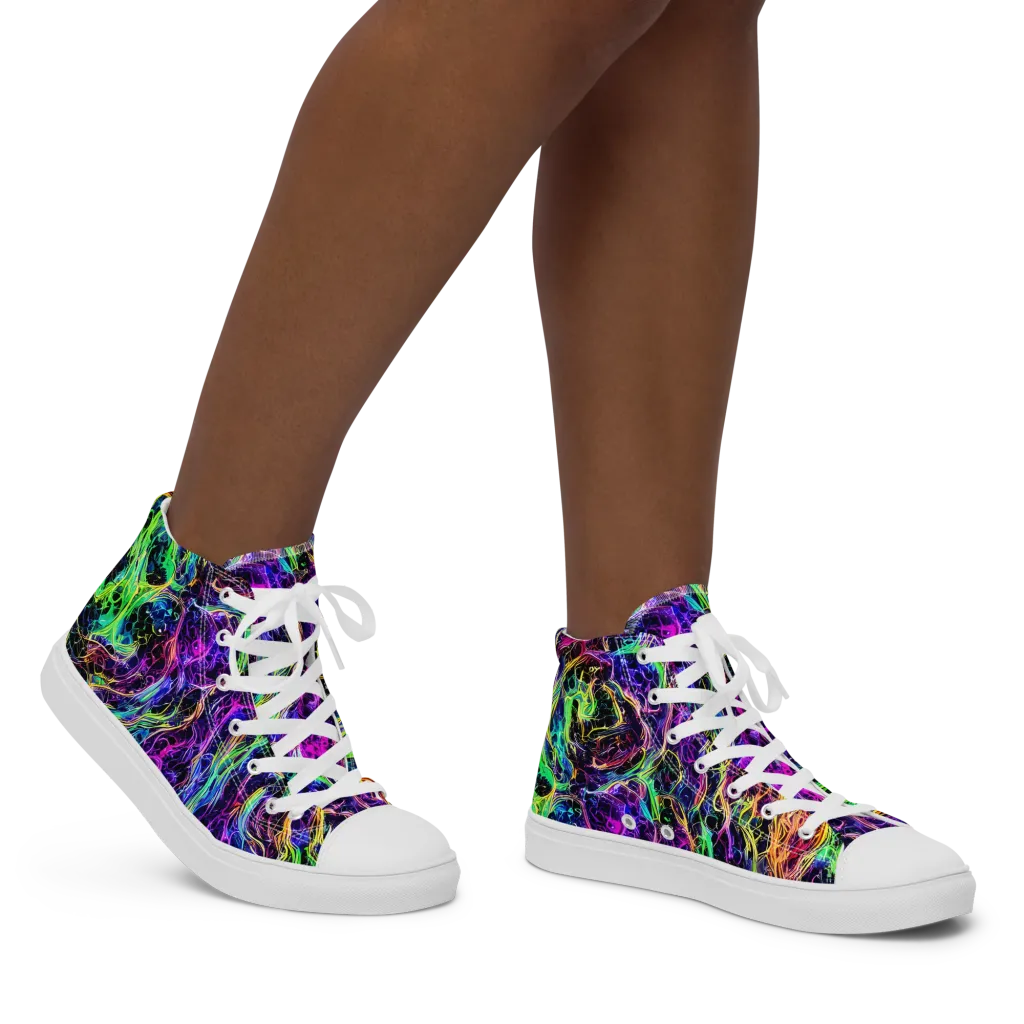Nightwave Riot on Women's High Top Canvas Shoes — Right