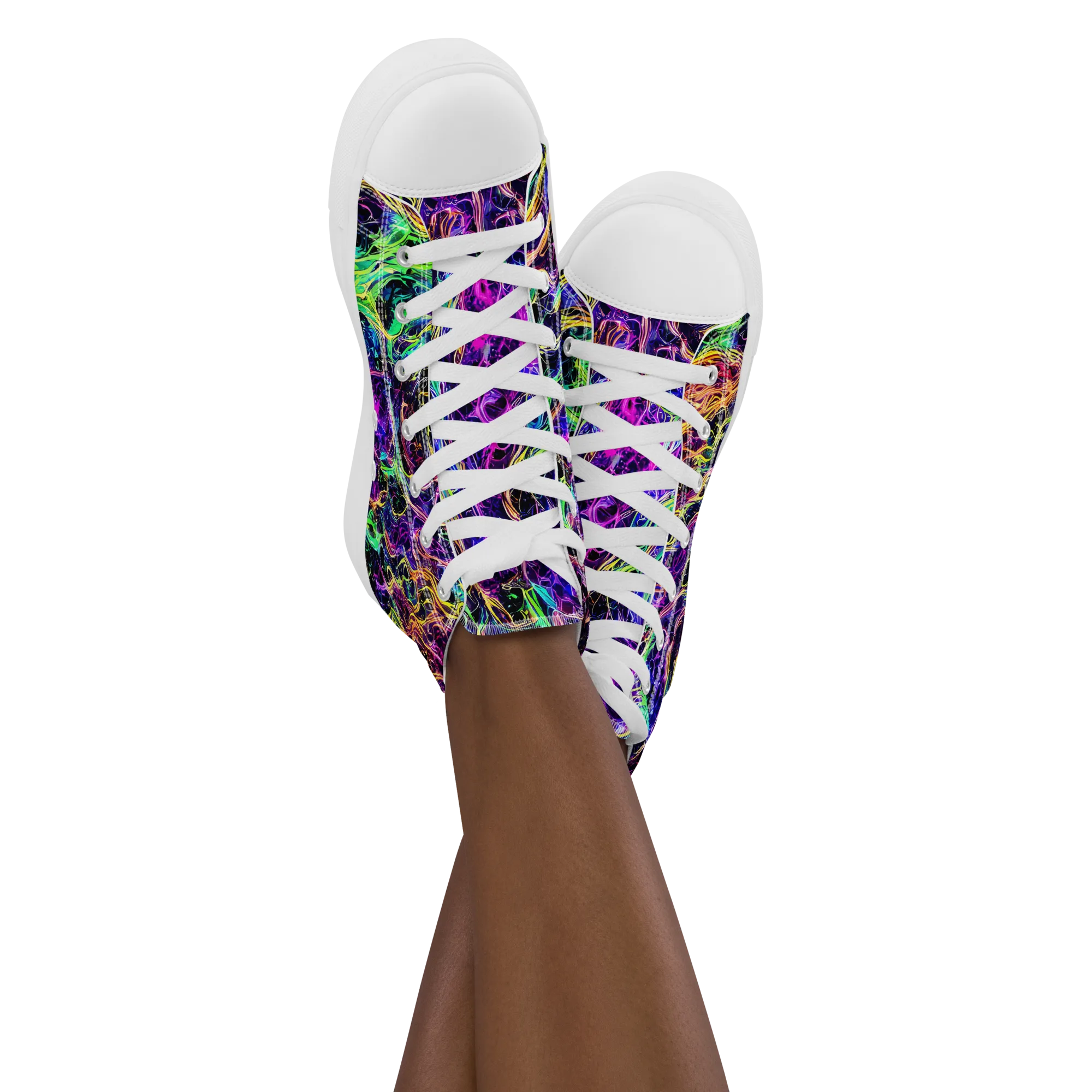 Nightwave Riot on Women's High Top Canvas Shoes — Front