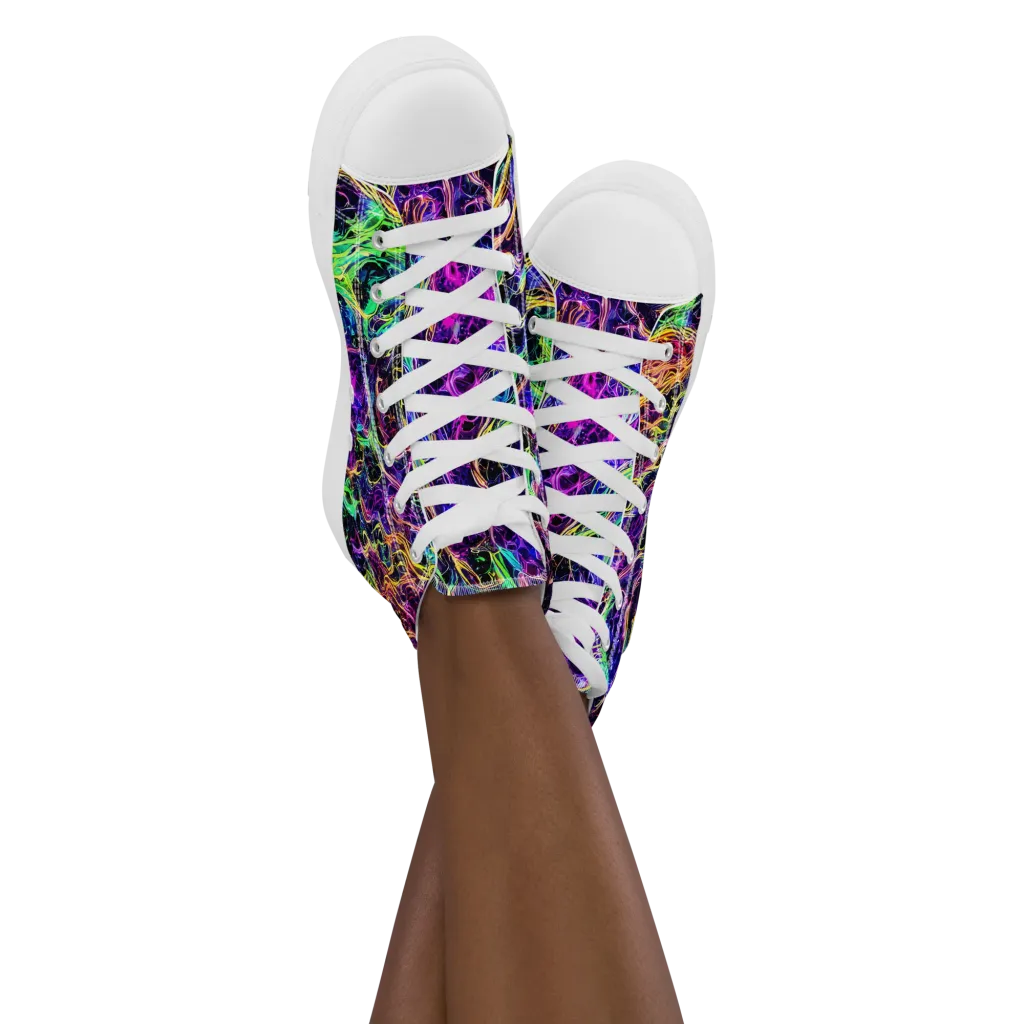 Nightwave Riot on Women's High Top Canvas Shoes — Front