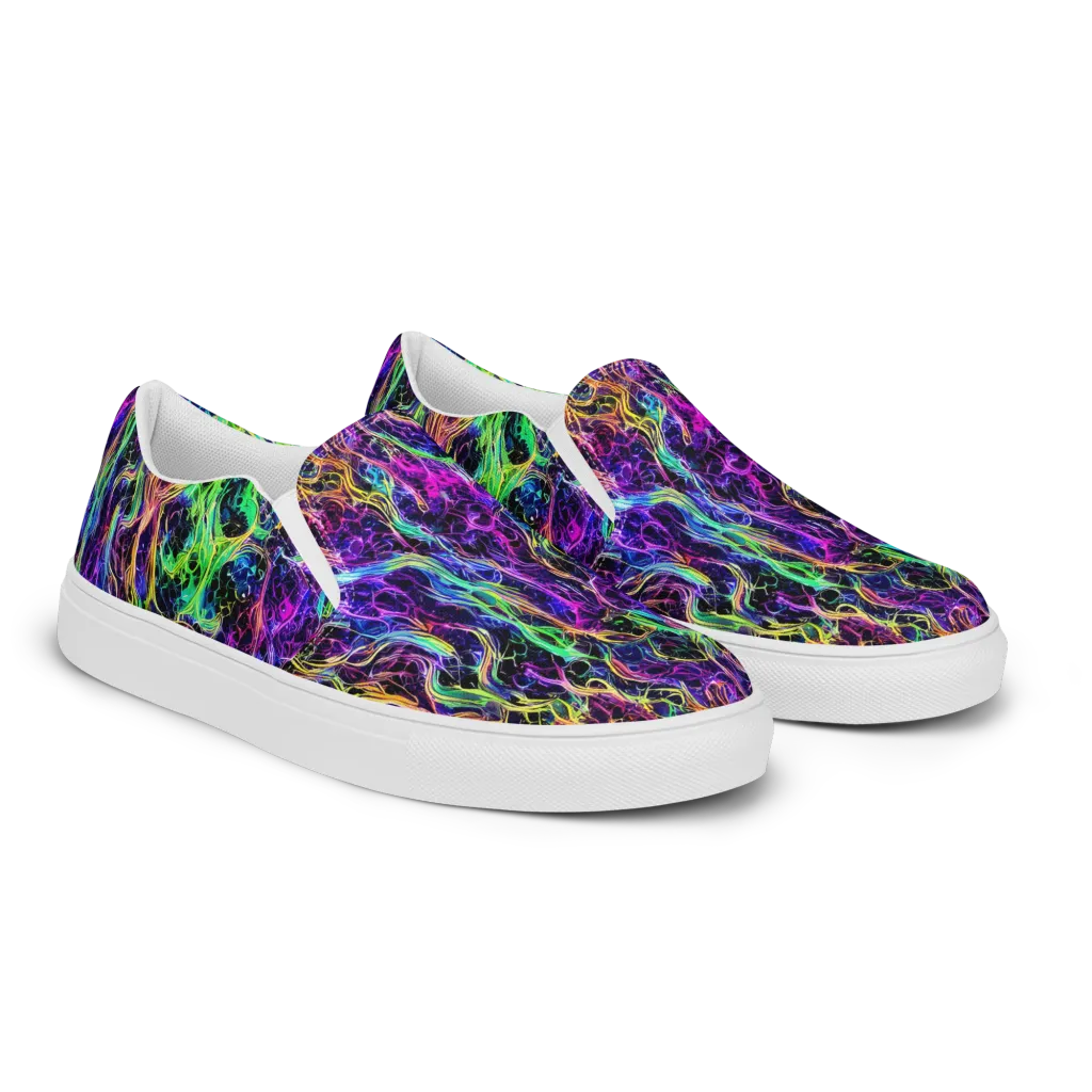 Nightwave Riot on Men's Slip-On Canvas Shoes — Right Front