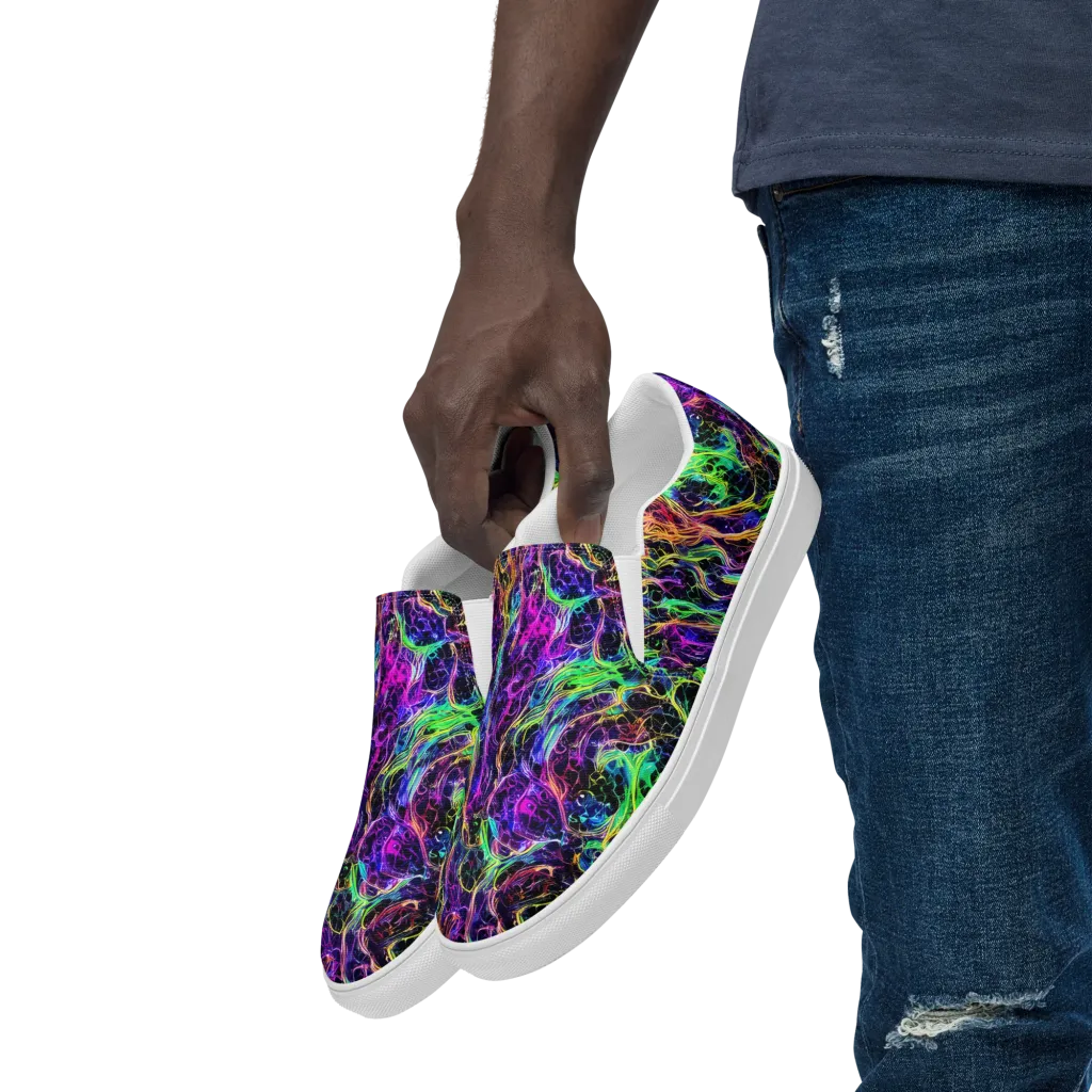 Nightwave Riot on Men's Slip-On Canvas Shoes — Left Front