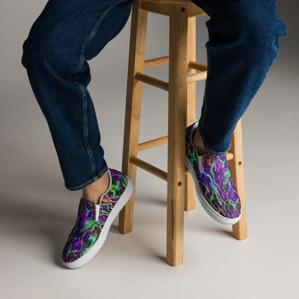 Nightwave Riot on Men's Slip-On Canvas Shoes — Front