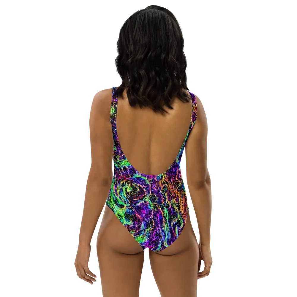 Nightwave Riot on One-Piece Swimsuit — Back