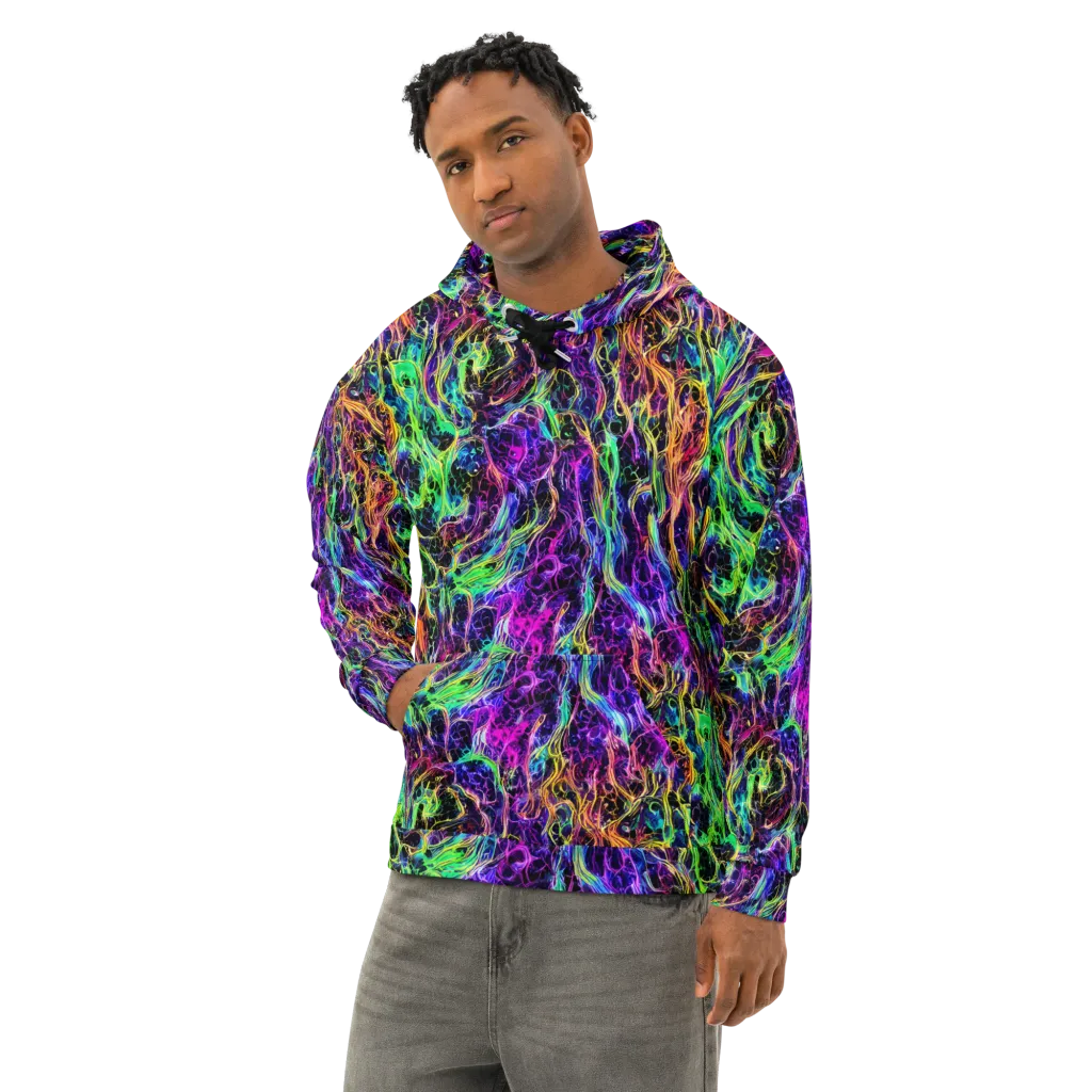 Nightwave Riot on Cotton Hoodie — Left Front
